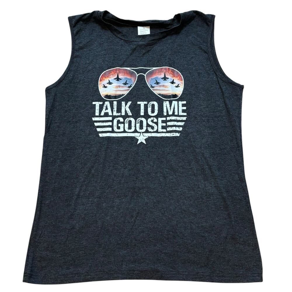 “Talk To Me Goose” Top Gun, Maverick Movie, Black Oversized Tank Top, Size XL